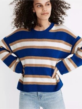 Madewell Blue, Cream & Tan Striped Knit Sweater